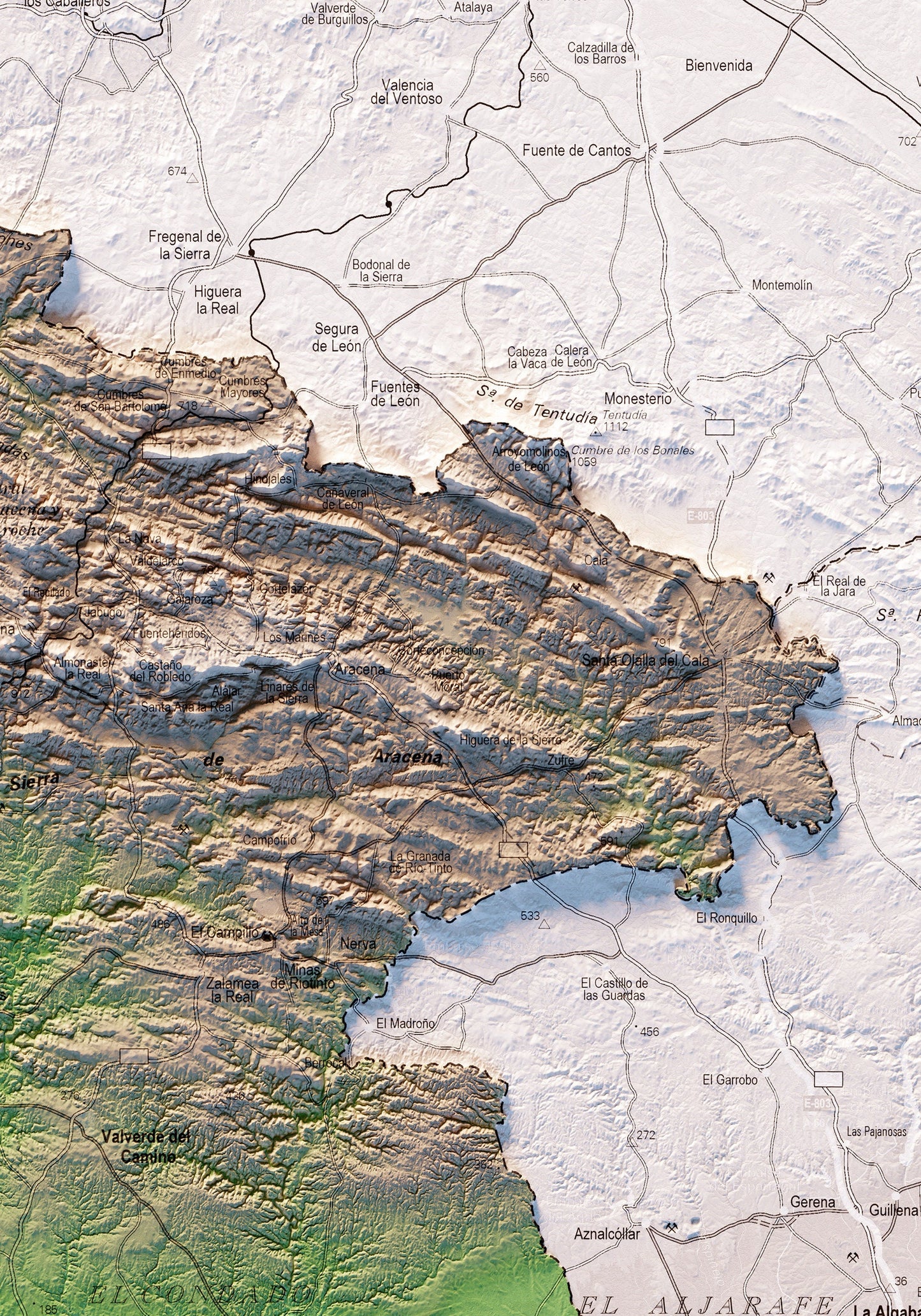 HUELVA. Mapa topográfico.