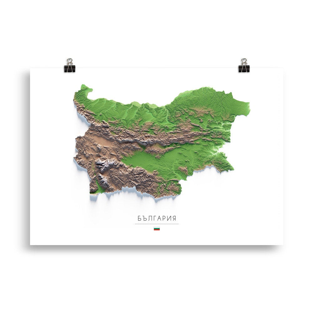 BULGARIA. Mapa de relleu.