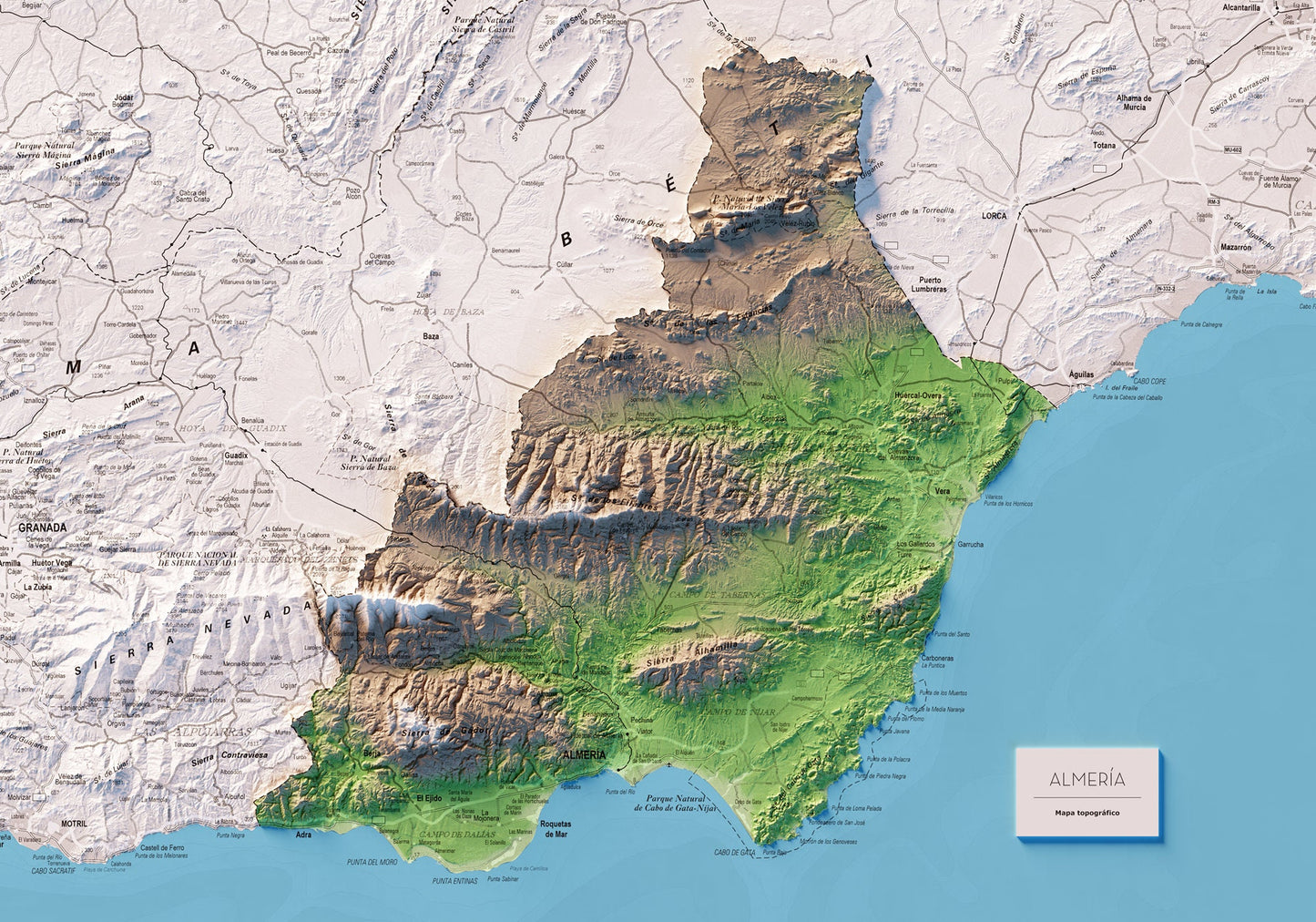 ALMERÍA. Mapa topográfico.