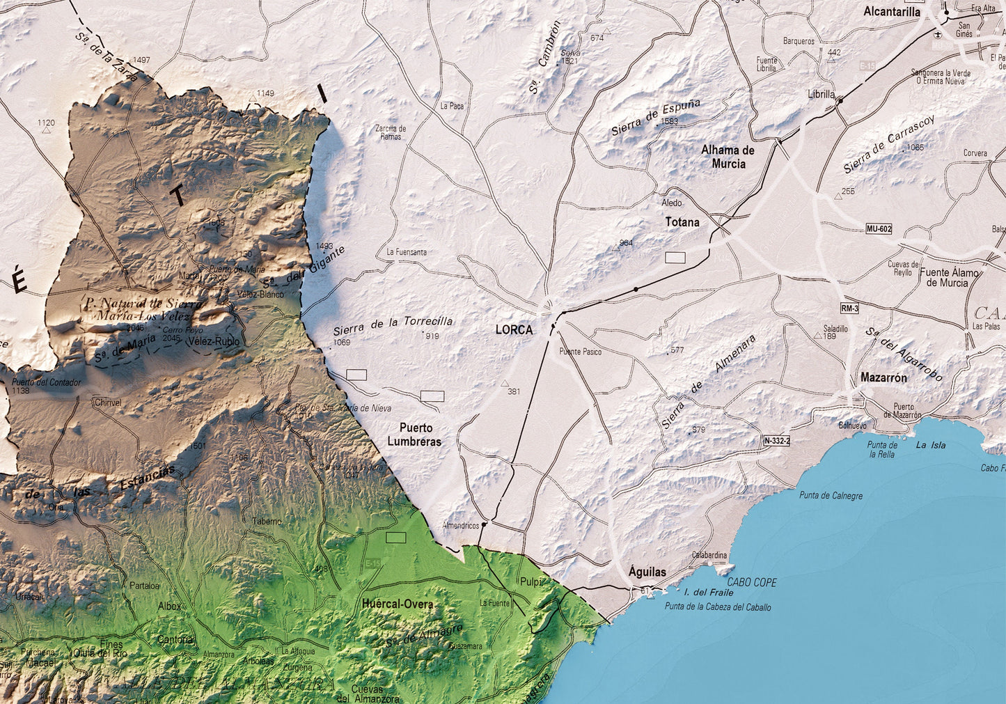 ALMERÍA. Mapa topográfico.