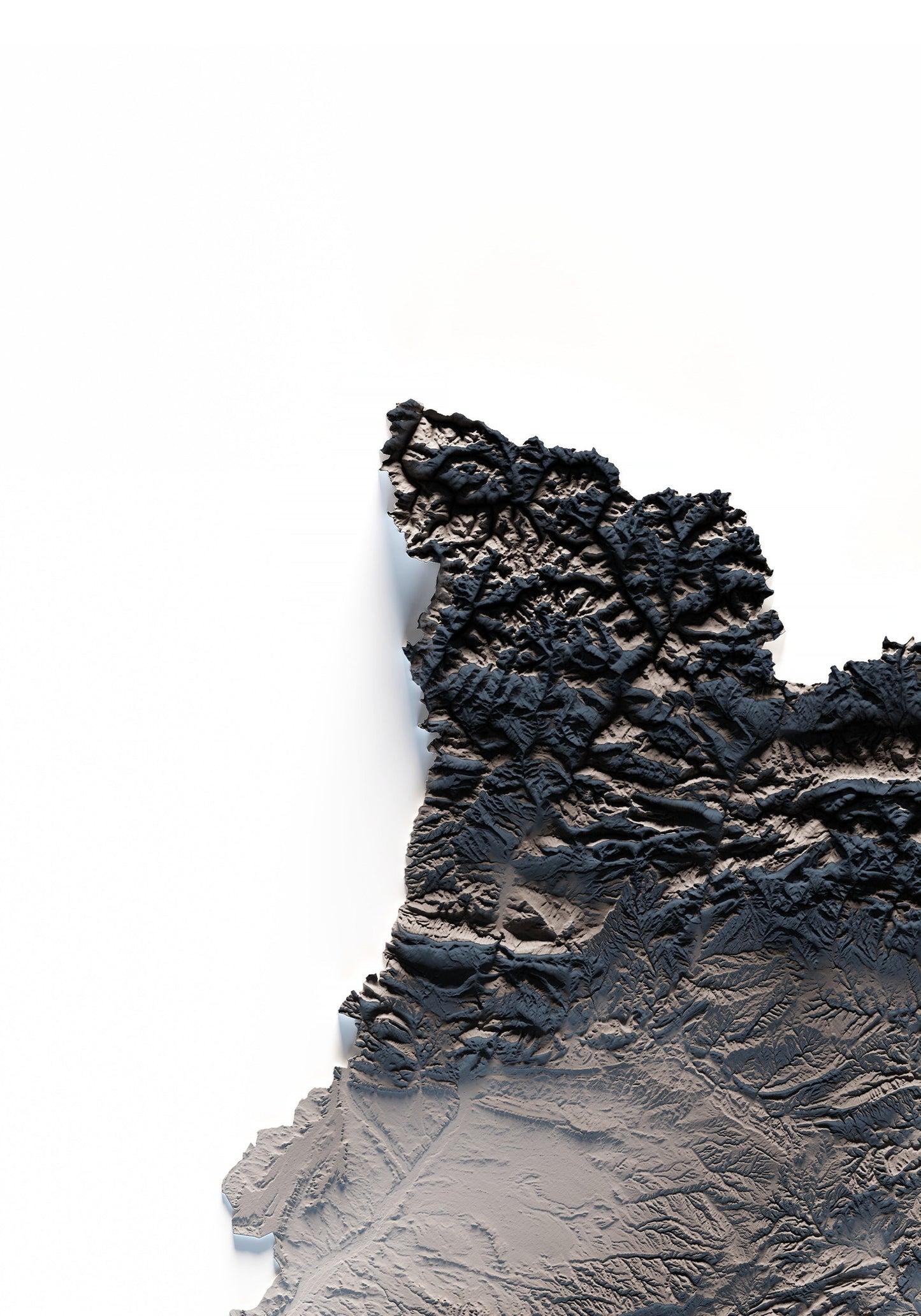 CATALUNYA. Mapa de relleu en blanc i negre.