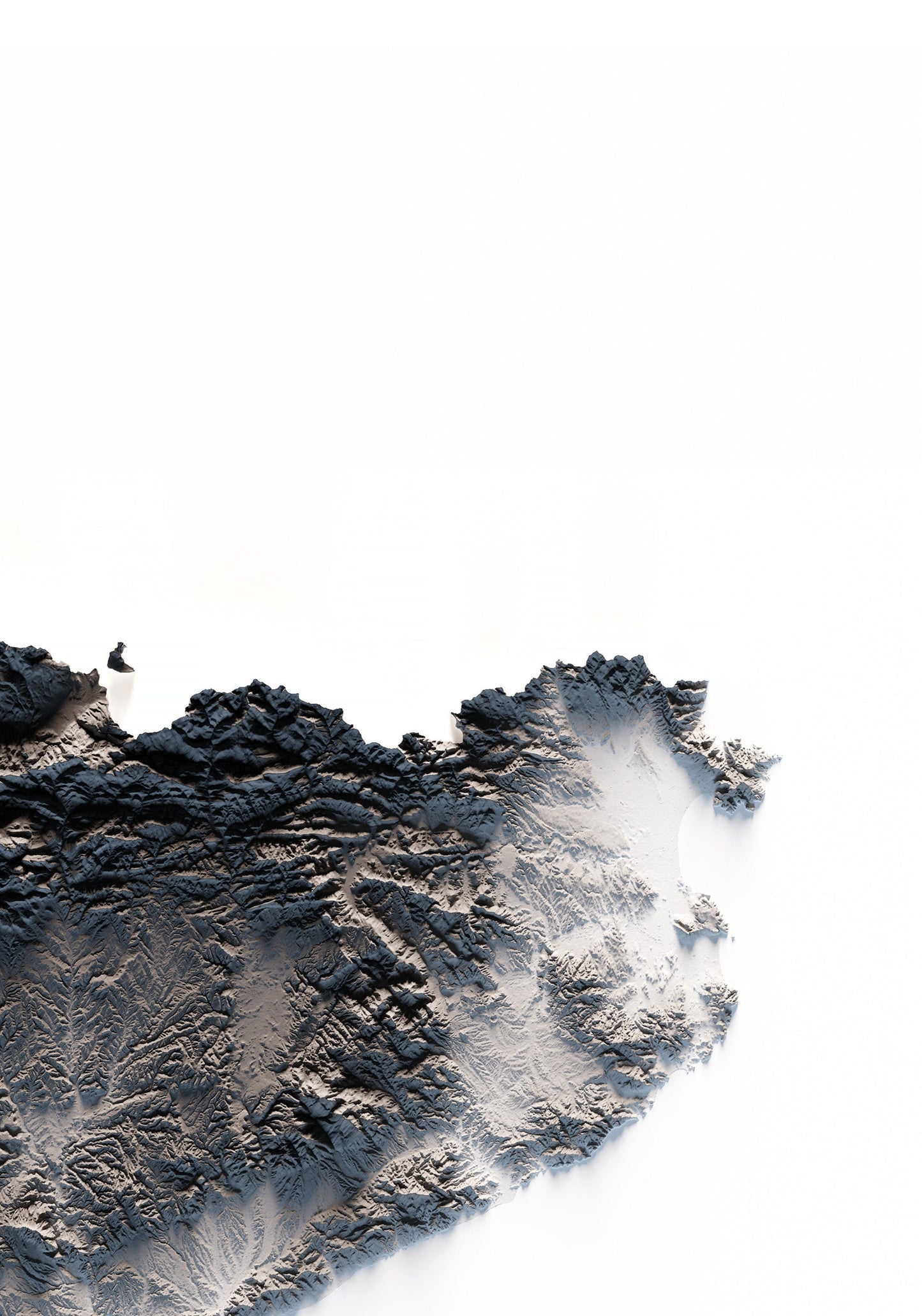 CATALUNYA. Mapa de relleu en blanc i negre.