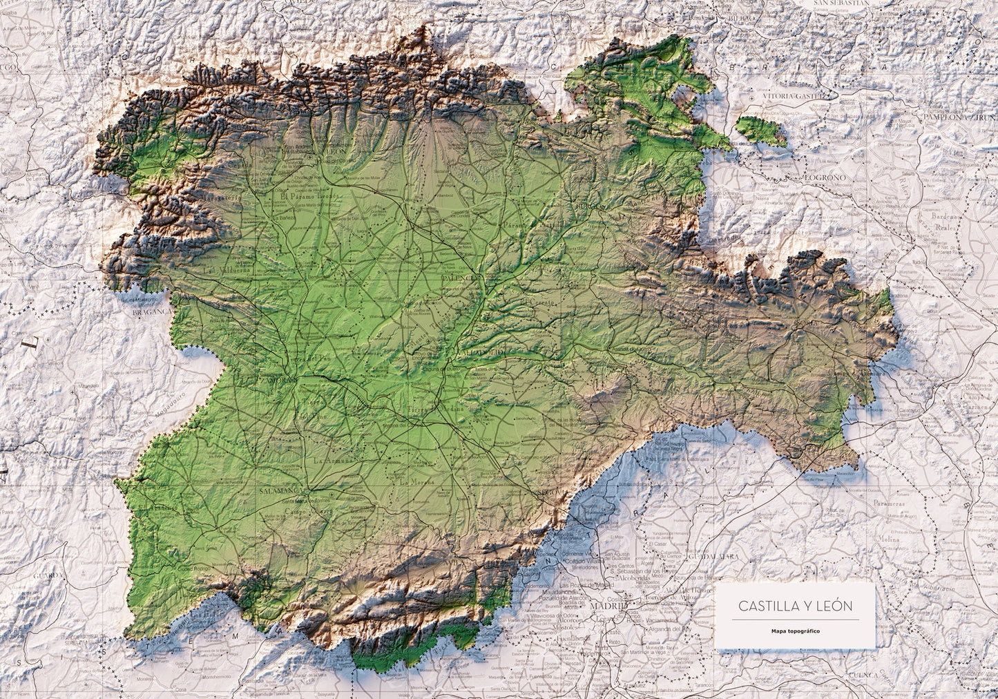 CASTILLA Y LEÓN. Mapa topográfico.