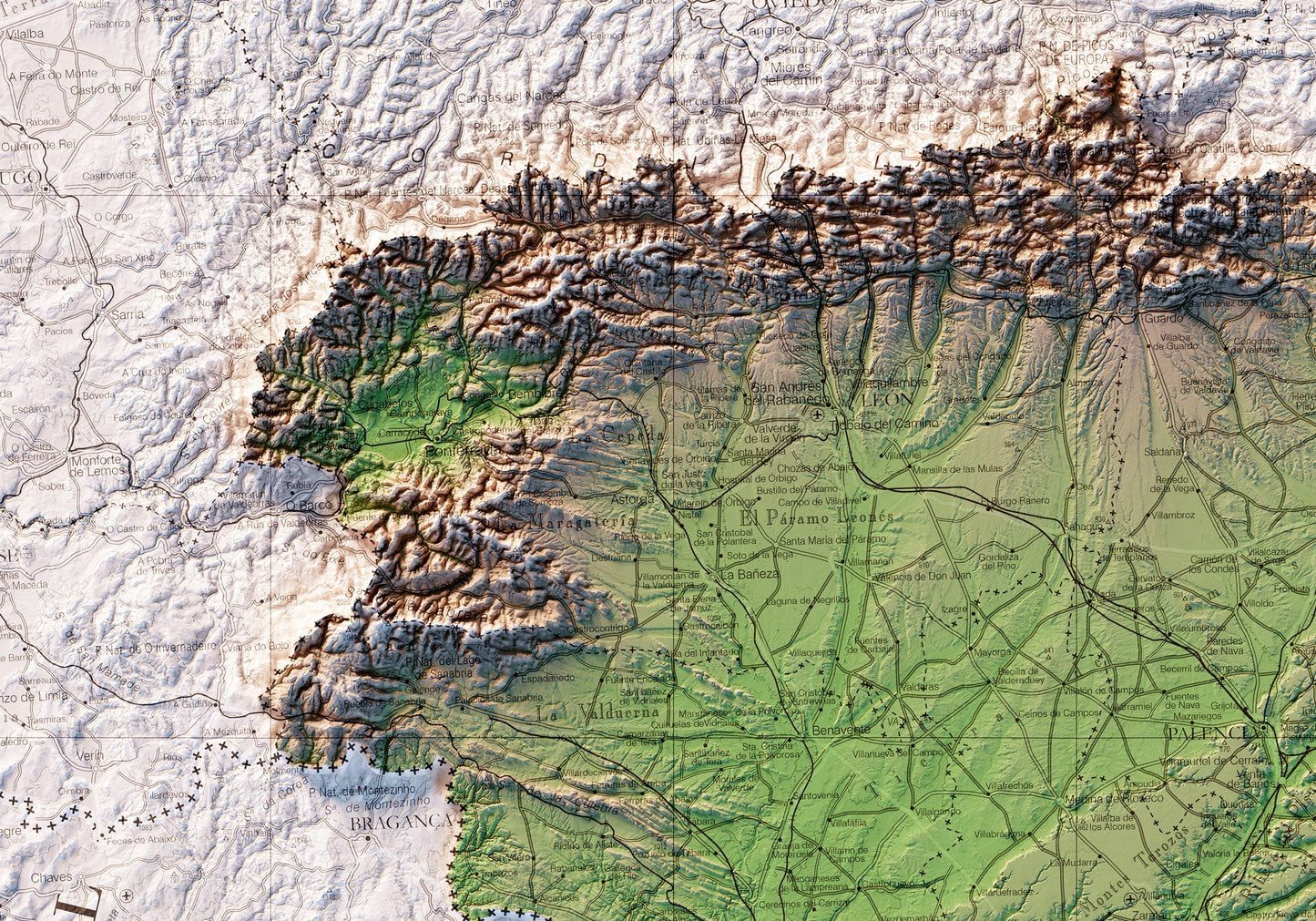 CASTILLA Y LEÓN. Mapa topográfico.