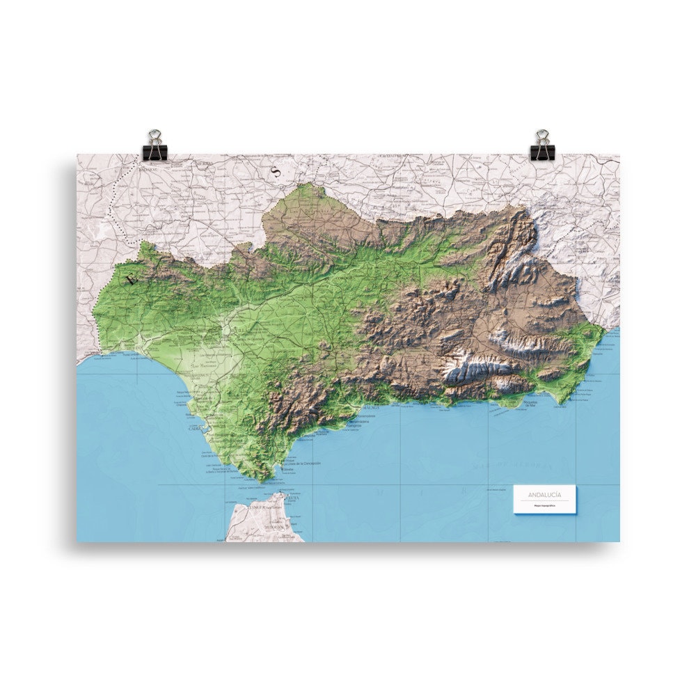 ANDALUCÍA. Mapa topográfico.