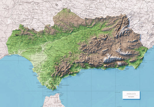 ANDALUCÍA. Mapa topográfico.