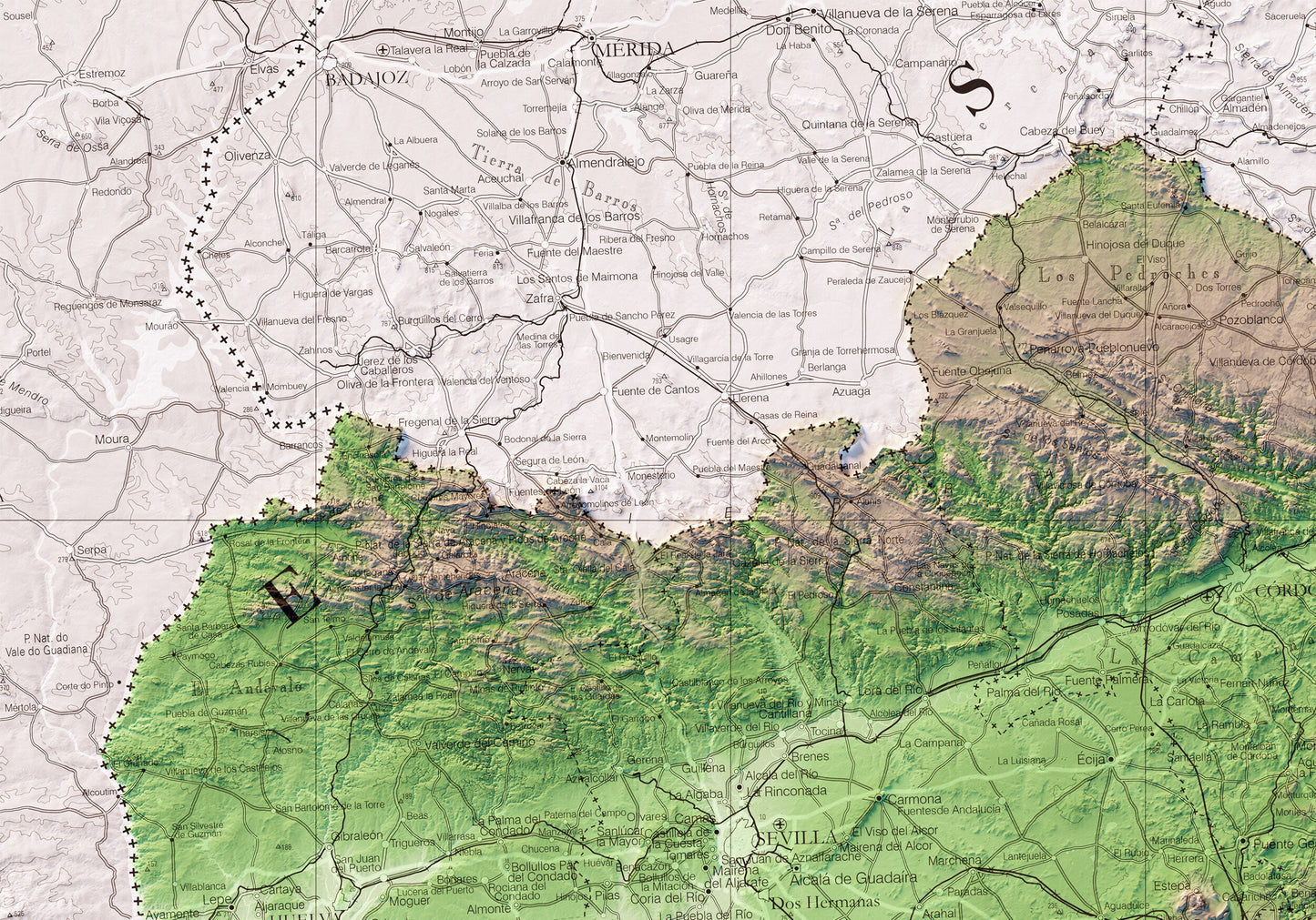 ANDALUCÍA. Mapa topográfico.