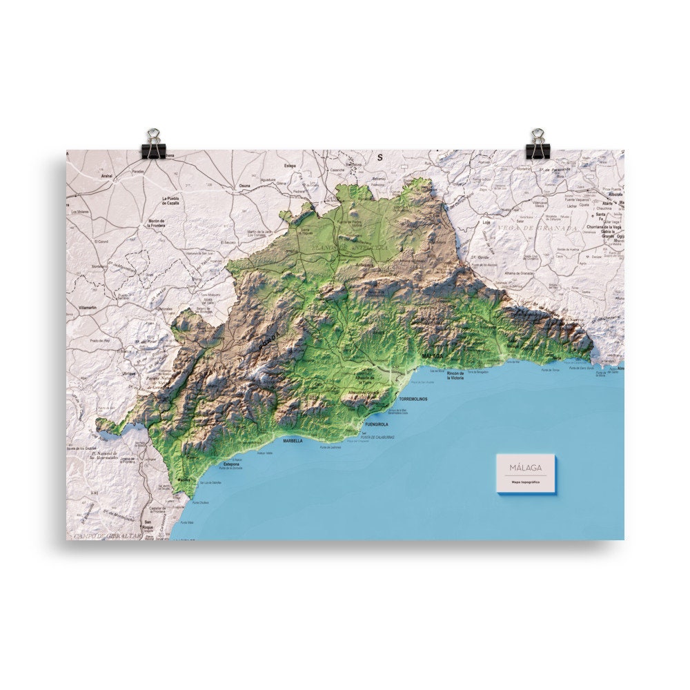 MÁLAGA. Mapa topográfico.