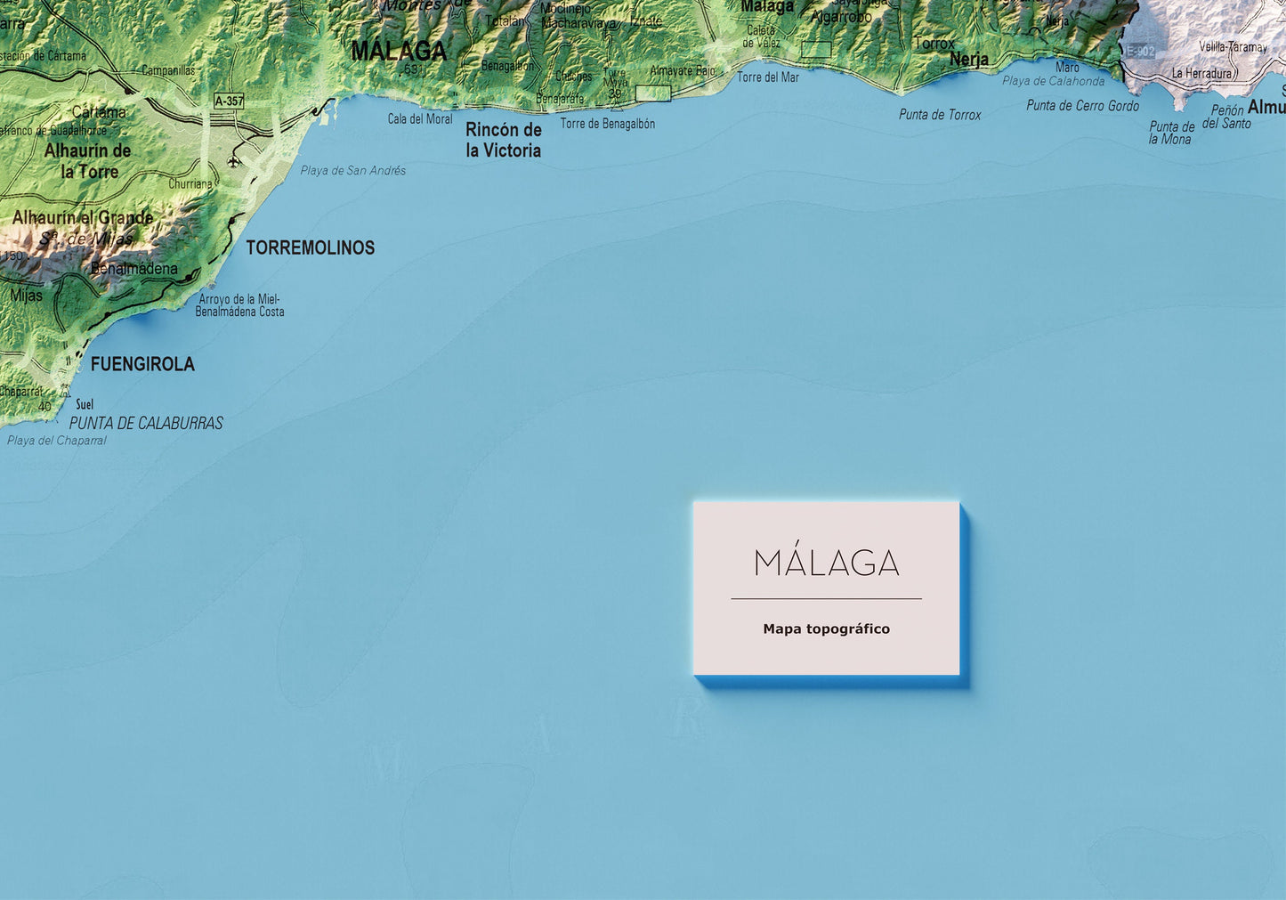MÁLAGA. Mapa topográfico.