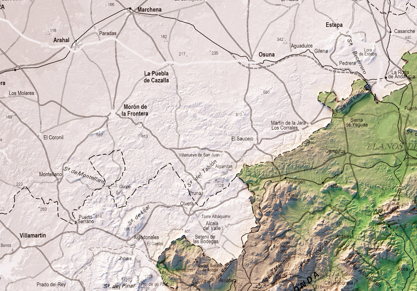MÁLAGA. Mapa topográfico.
