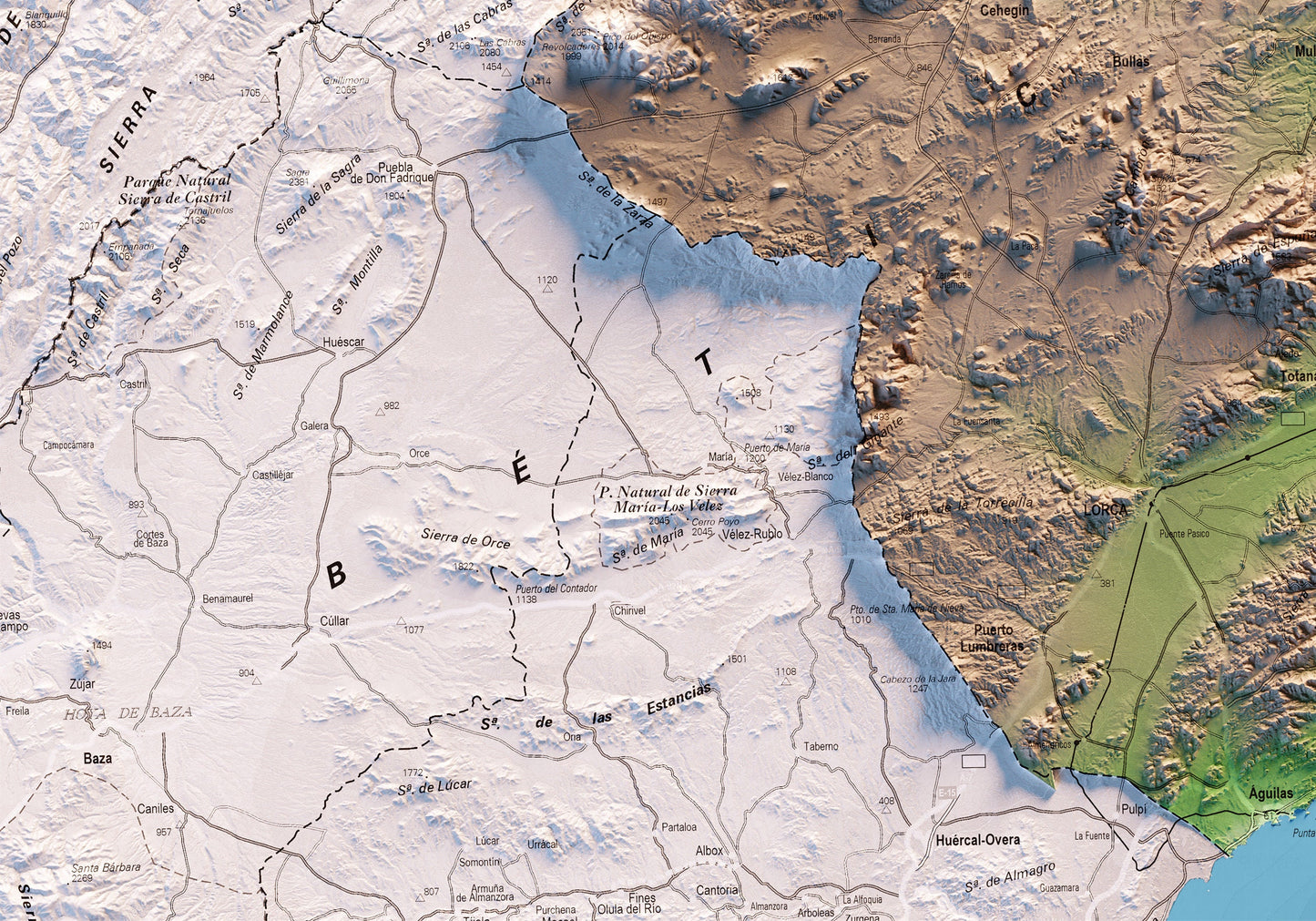 REGIÓN DE MURCIA. Mapa topográfico.
