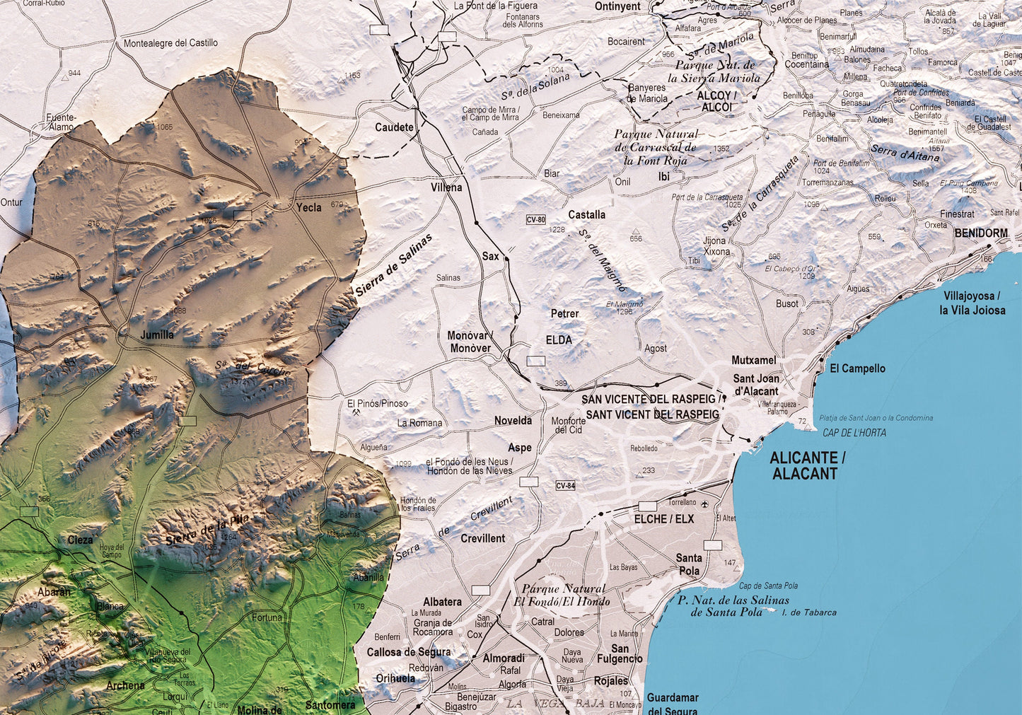 REGIÓN DE MURCIA. Mapa topográfico.