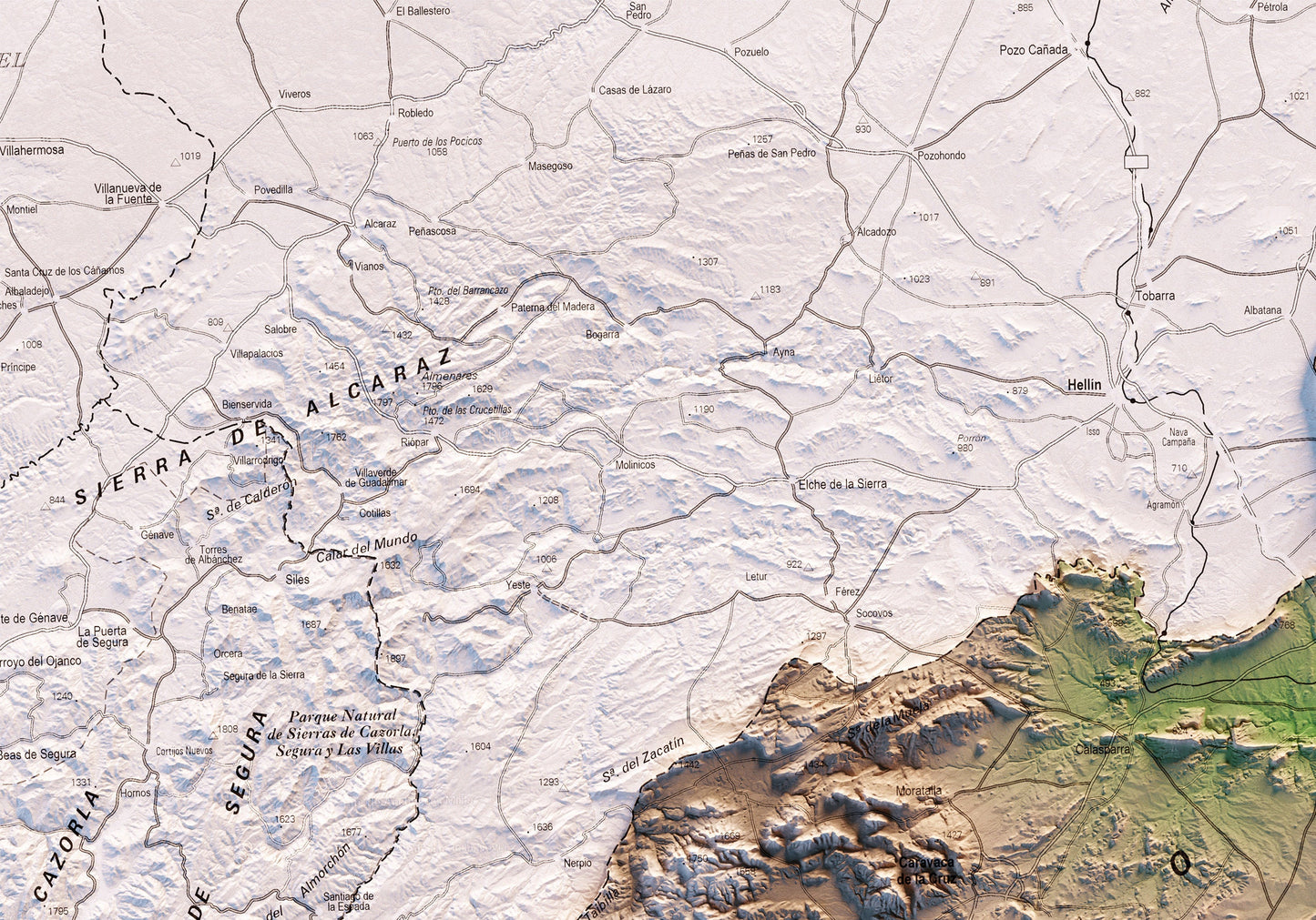 REGIÓN DE MURCIA. Mapa topográfico.