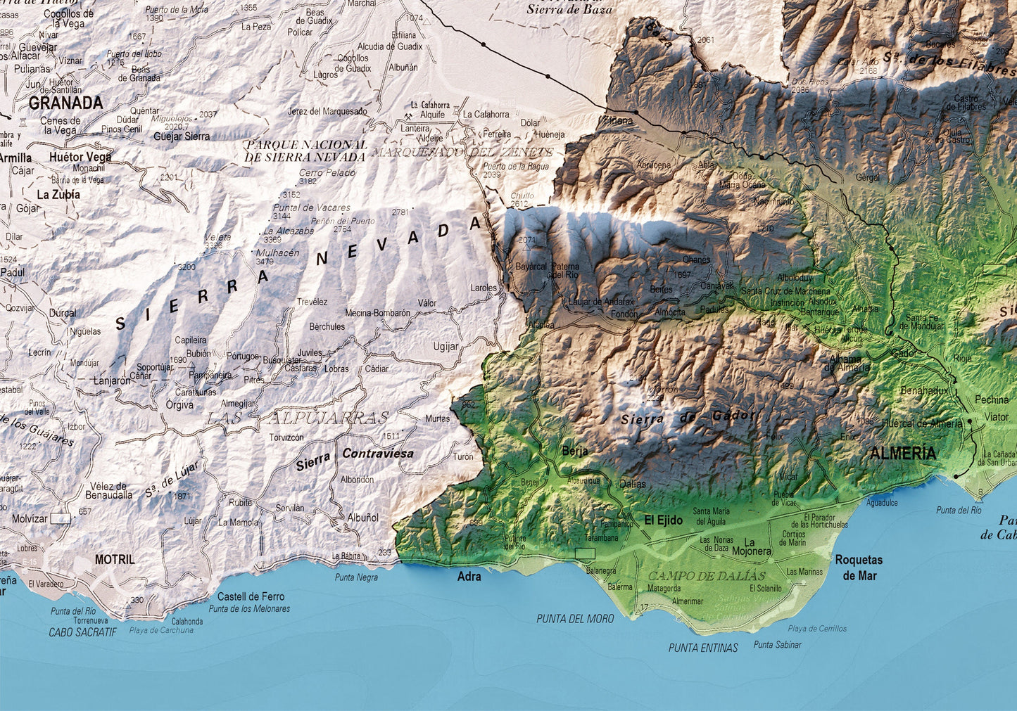 ALMERÍA. Mapa topográfico.
