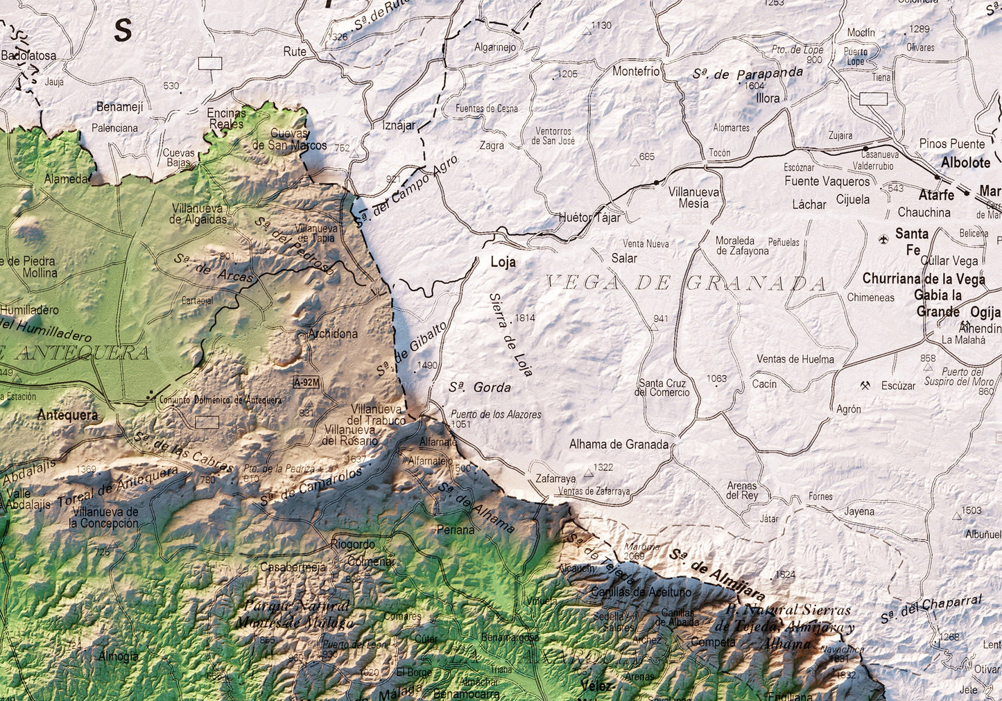 MÁLAGA. Mapa topográfico.