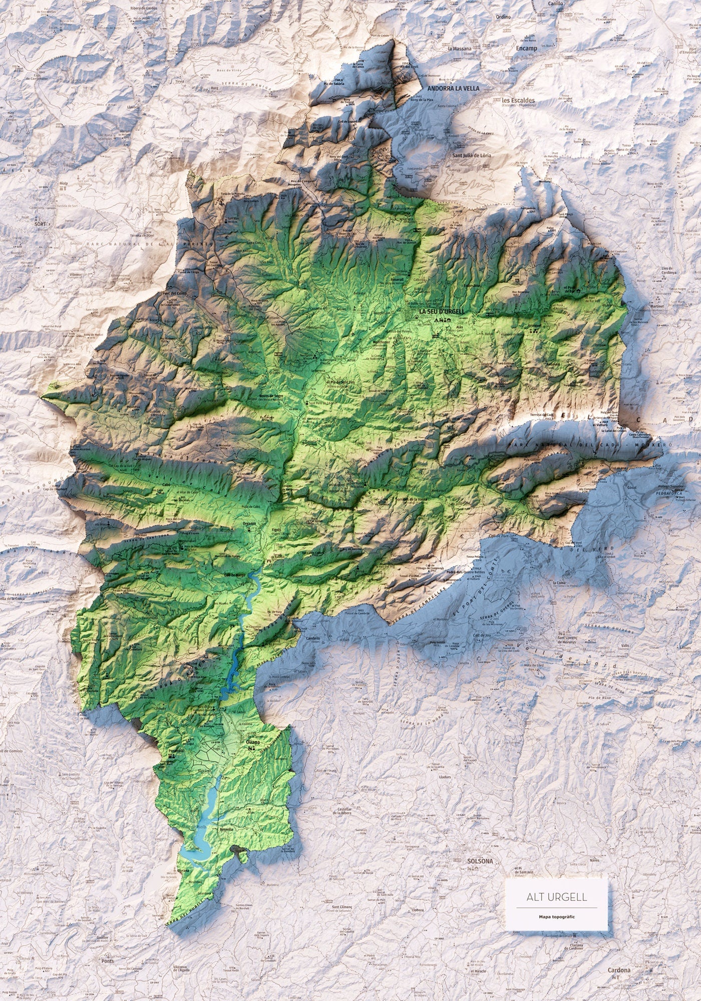 ALT URGELL. Mapa topográfico.