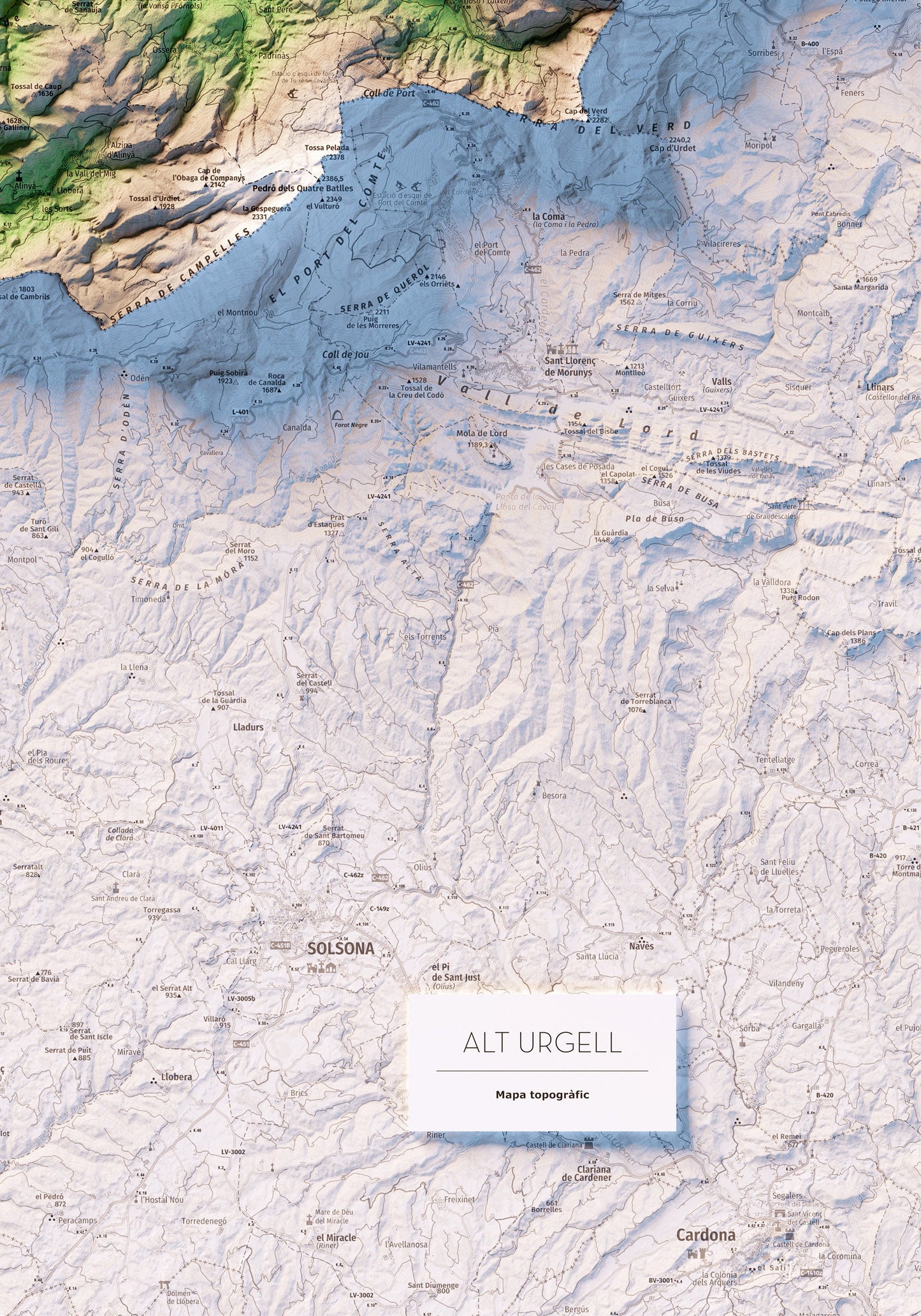 ALT URGELL. Mapa topográfico.