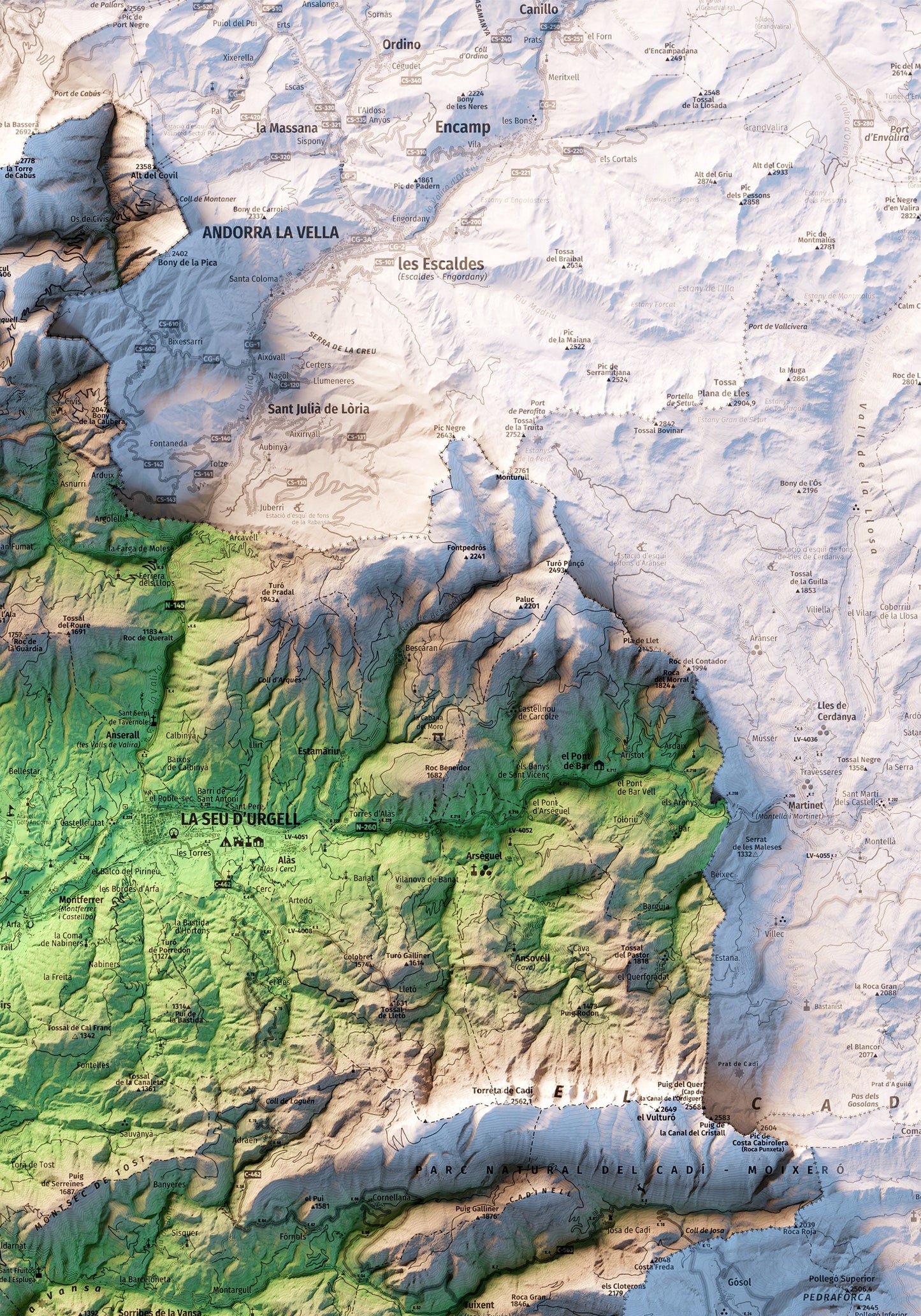ALT URGELL. Mapa topográfico.