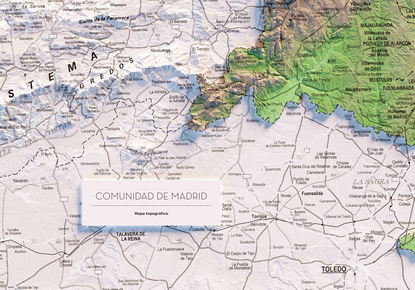 COMUNIDAD DE MADRID. Mapa topográfico.