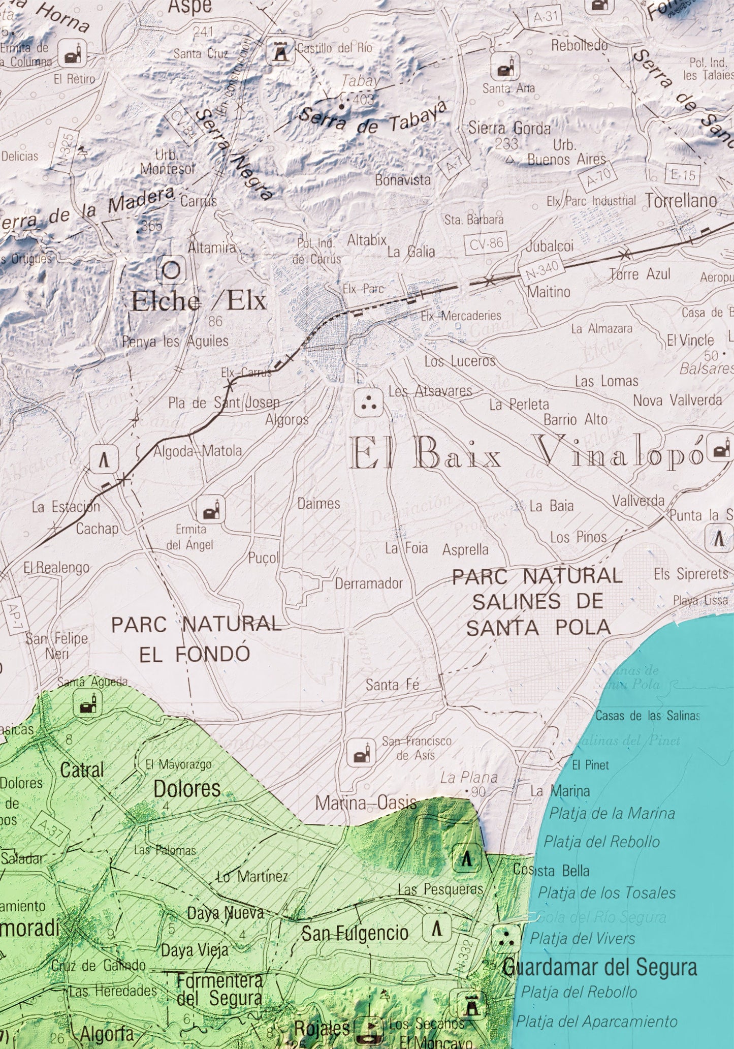 BAIX SEGURA. Mapa topográfico.