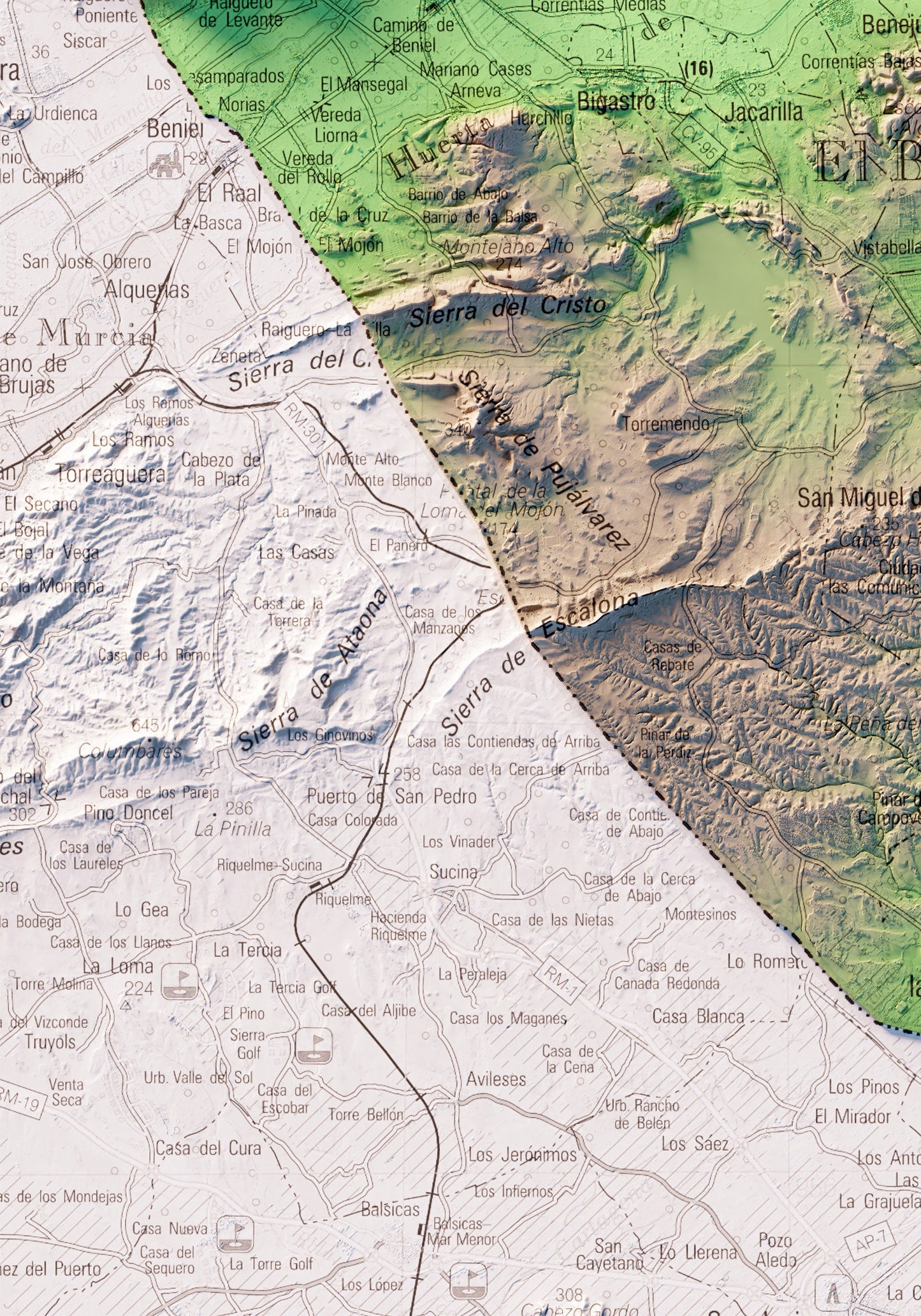 BAIX SEGURA. Mapa topográfico.