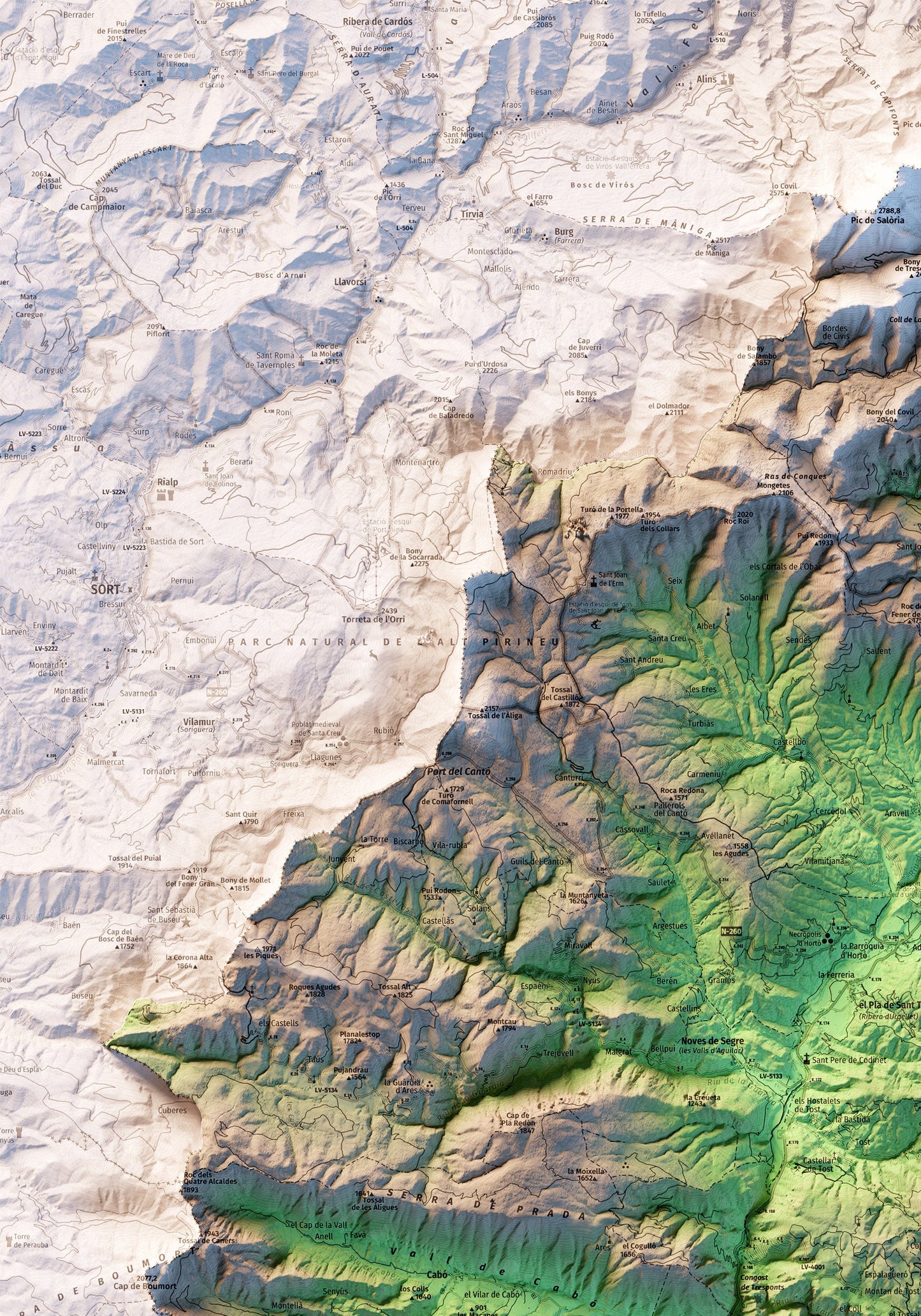 ALT URGELL. Mapa topográfico.
