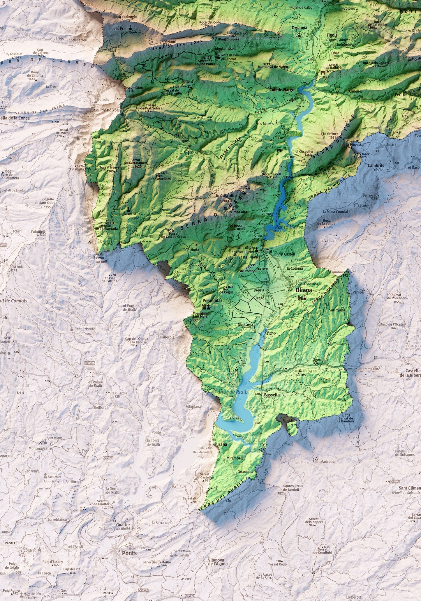 ALT URGELL. Mapa topográfico.
