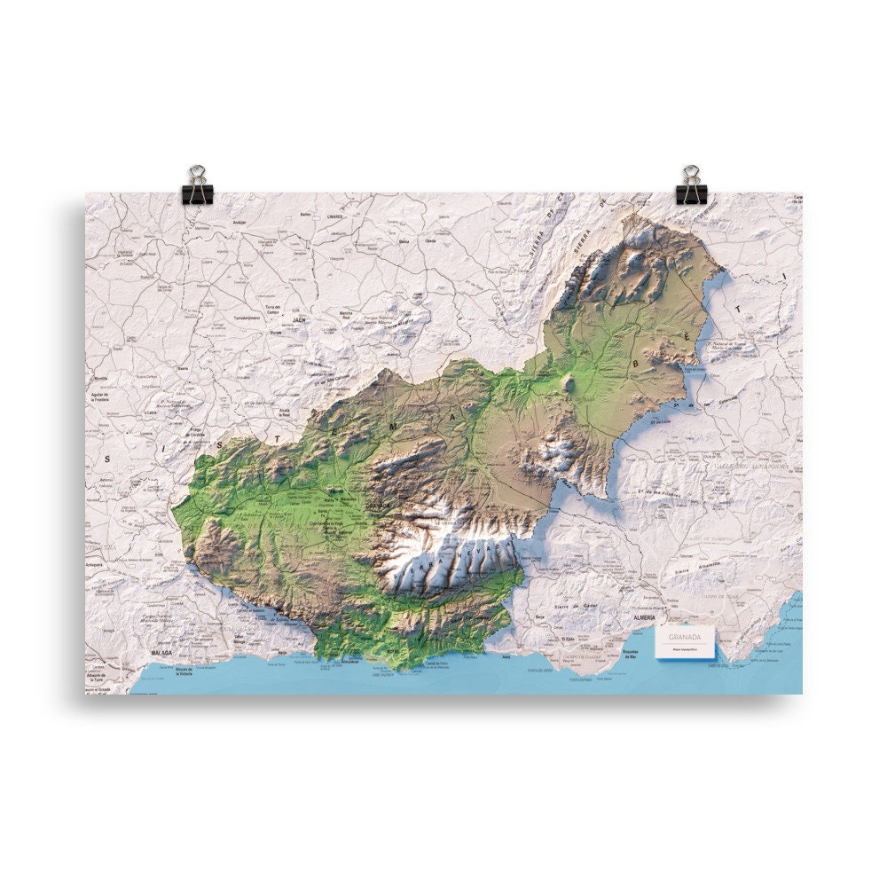 GRANADA. Mapa topográfico.