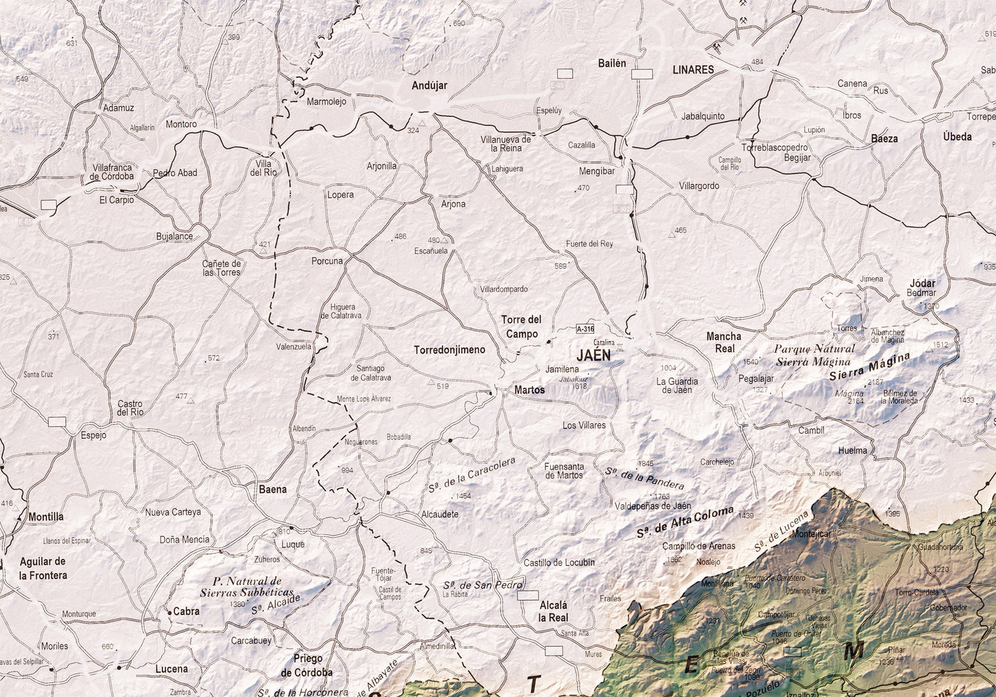 GRANADA. Mapa topográfico.