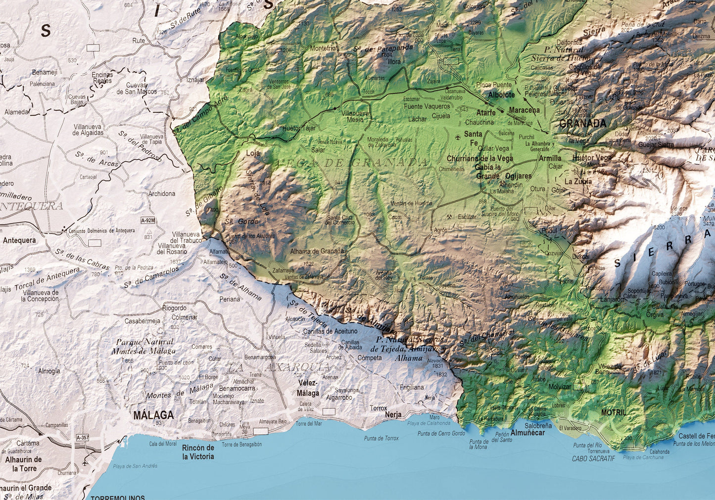GRANADA. Mapa topográfico.