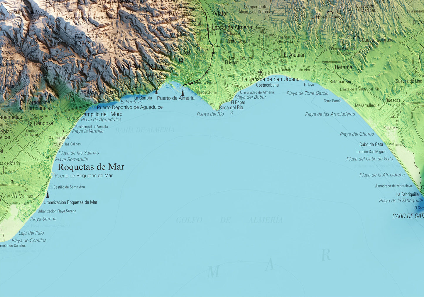CABO DE GATA. Mapa topográfico.