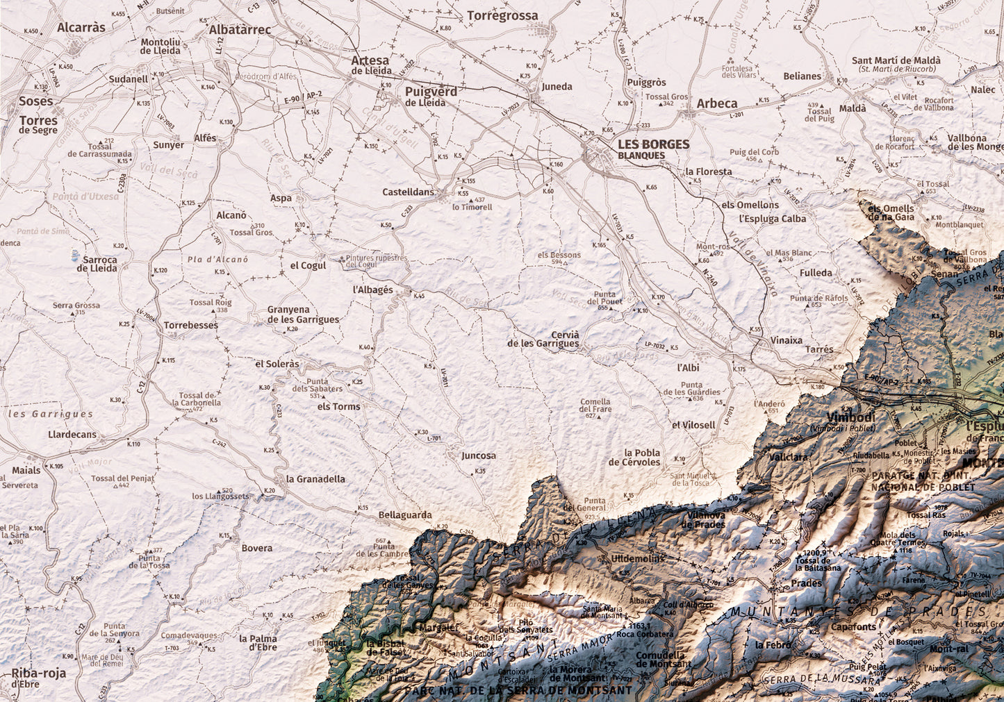CAMP DE TARRAGONA. Mapa topográfico.