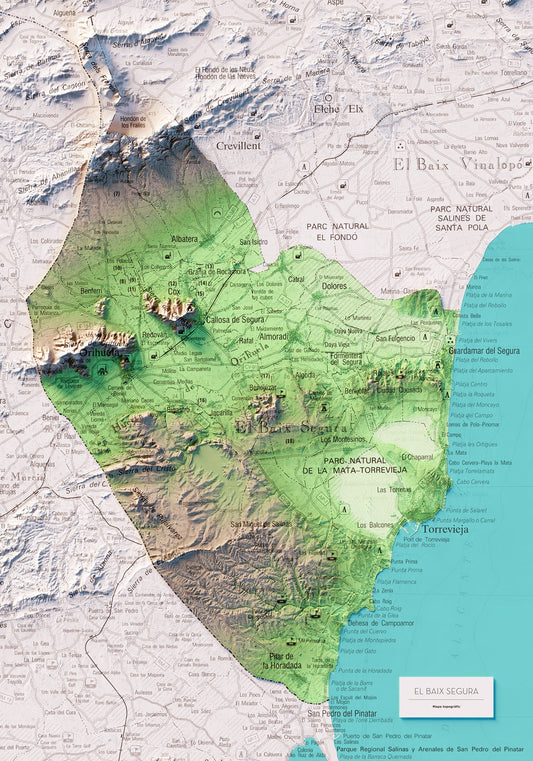 BAIX SEGURA. Mapa topográfico.