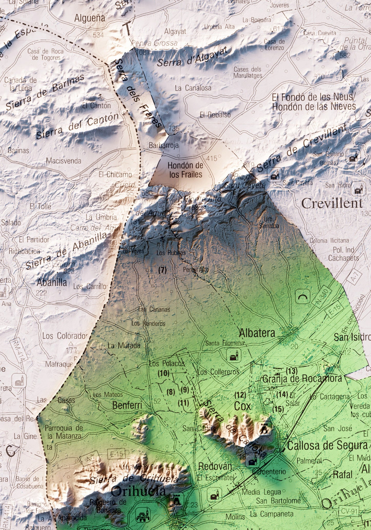BAIX SEGURA. Mapa topográfico.