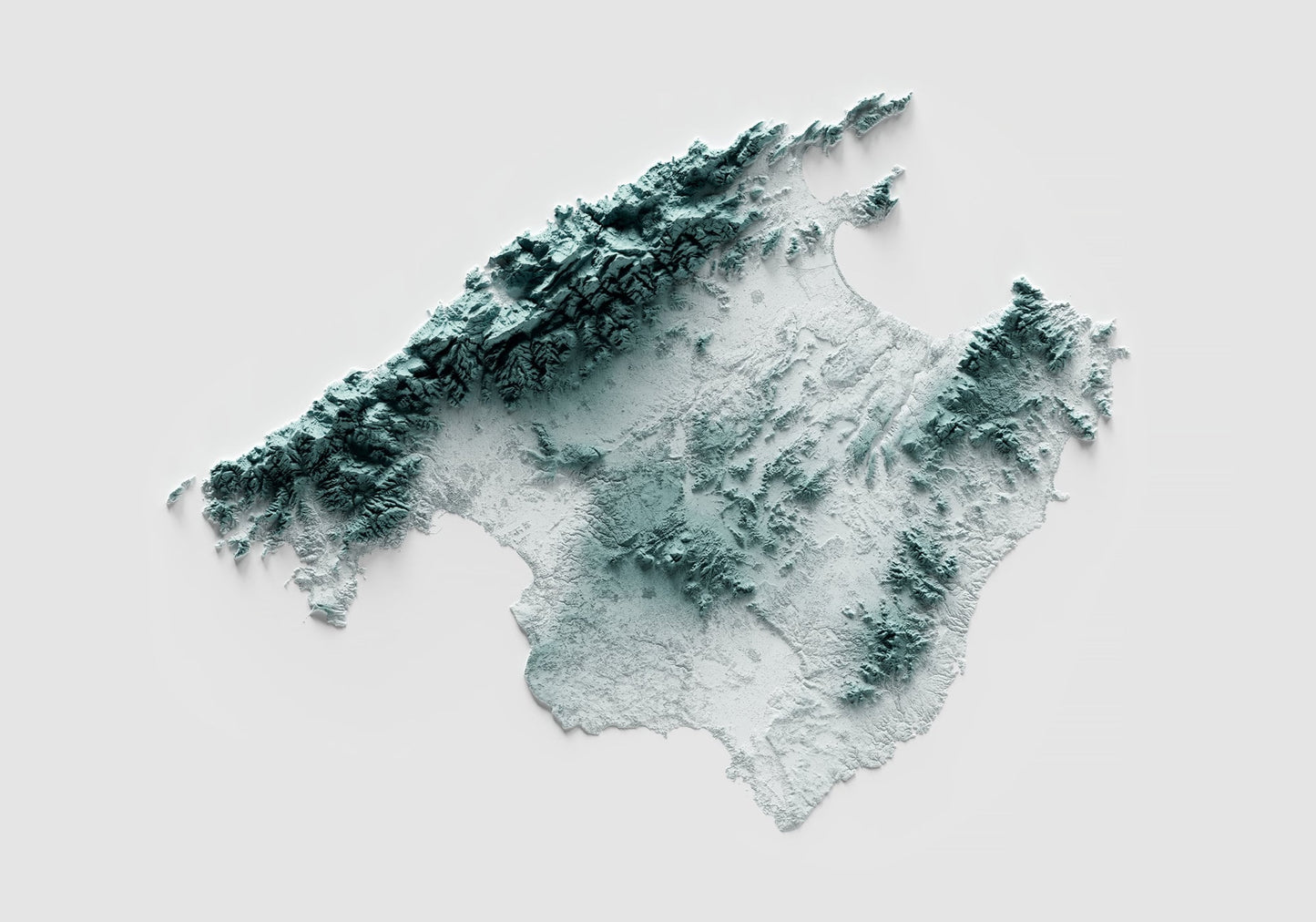 MALLORCA. Mapa de relleu. Mapa artístic en un color.