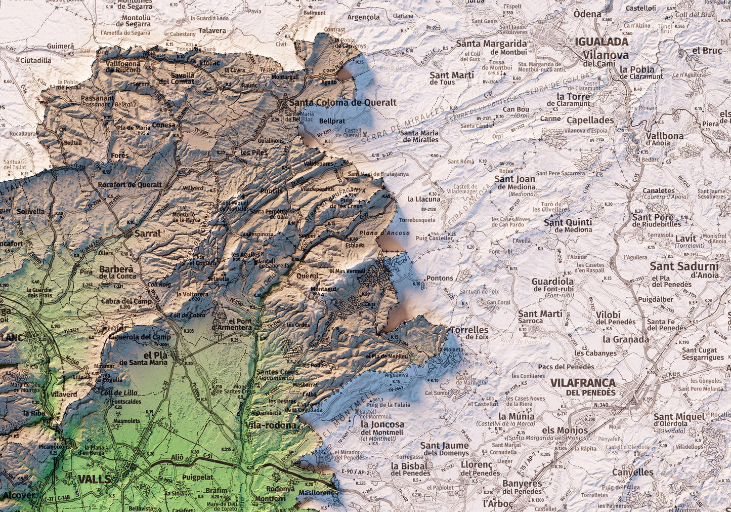 CAMP DE TARRAGONA. Mapa topográfico.