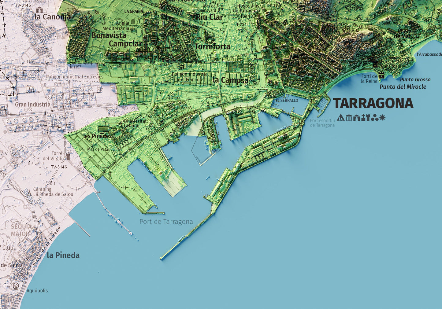 CIUTAT DE TARRAGONA. Mapa topográfico.