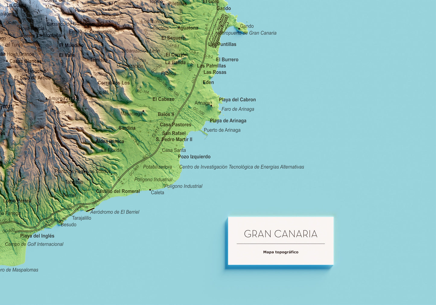 GRAN CANARIA. Mapa topográfico.