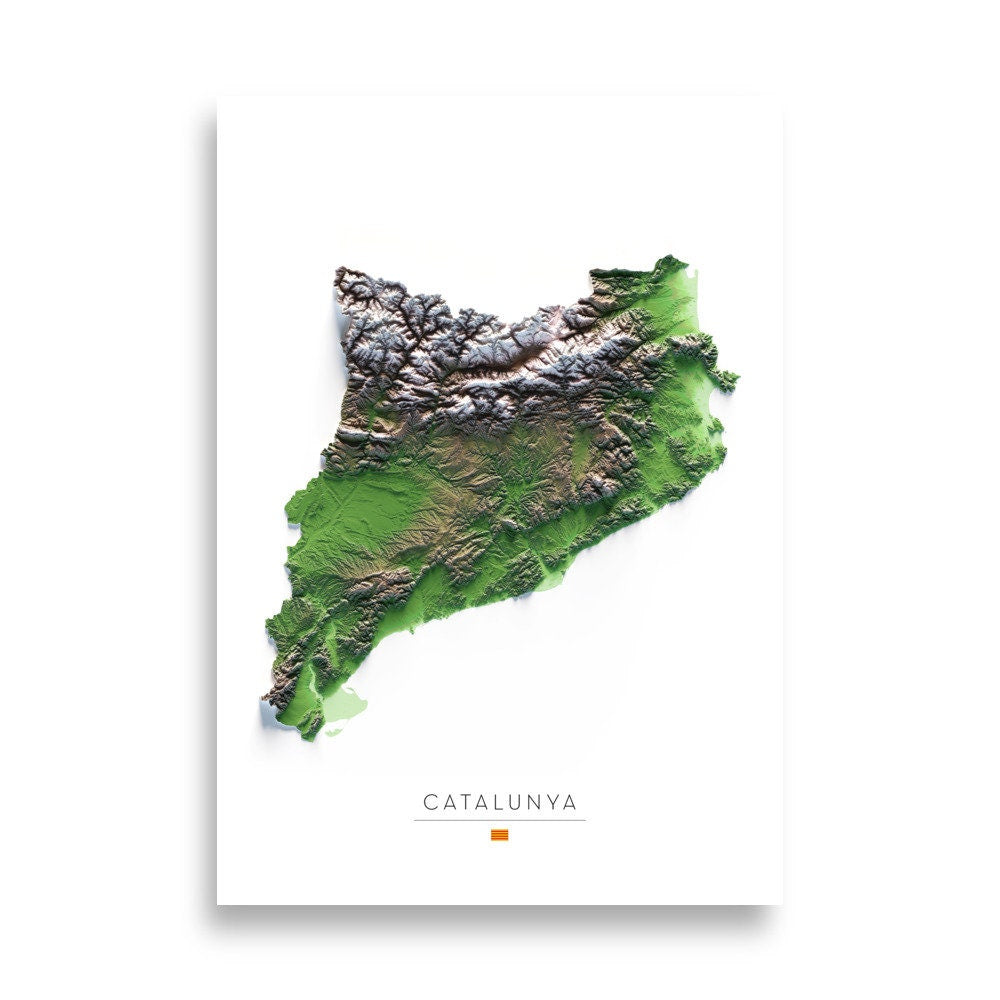 CATALUNYA, LA CATALUNYA NORD I ANDORRA. Mapa de relleu.