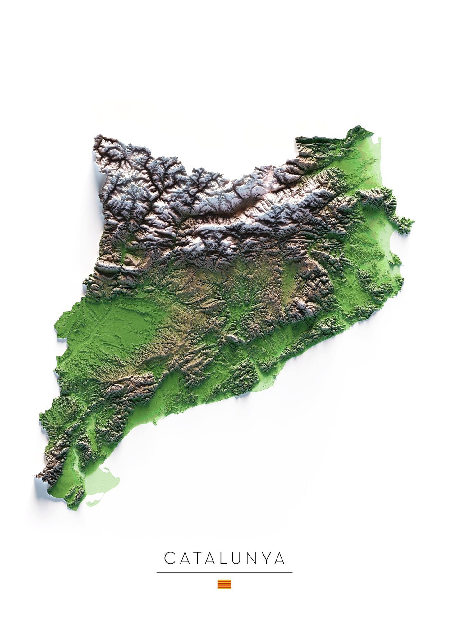 CATALUNYA, LA CATALUNYA NORD I ANDORRA. Mapa de relleu.