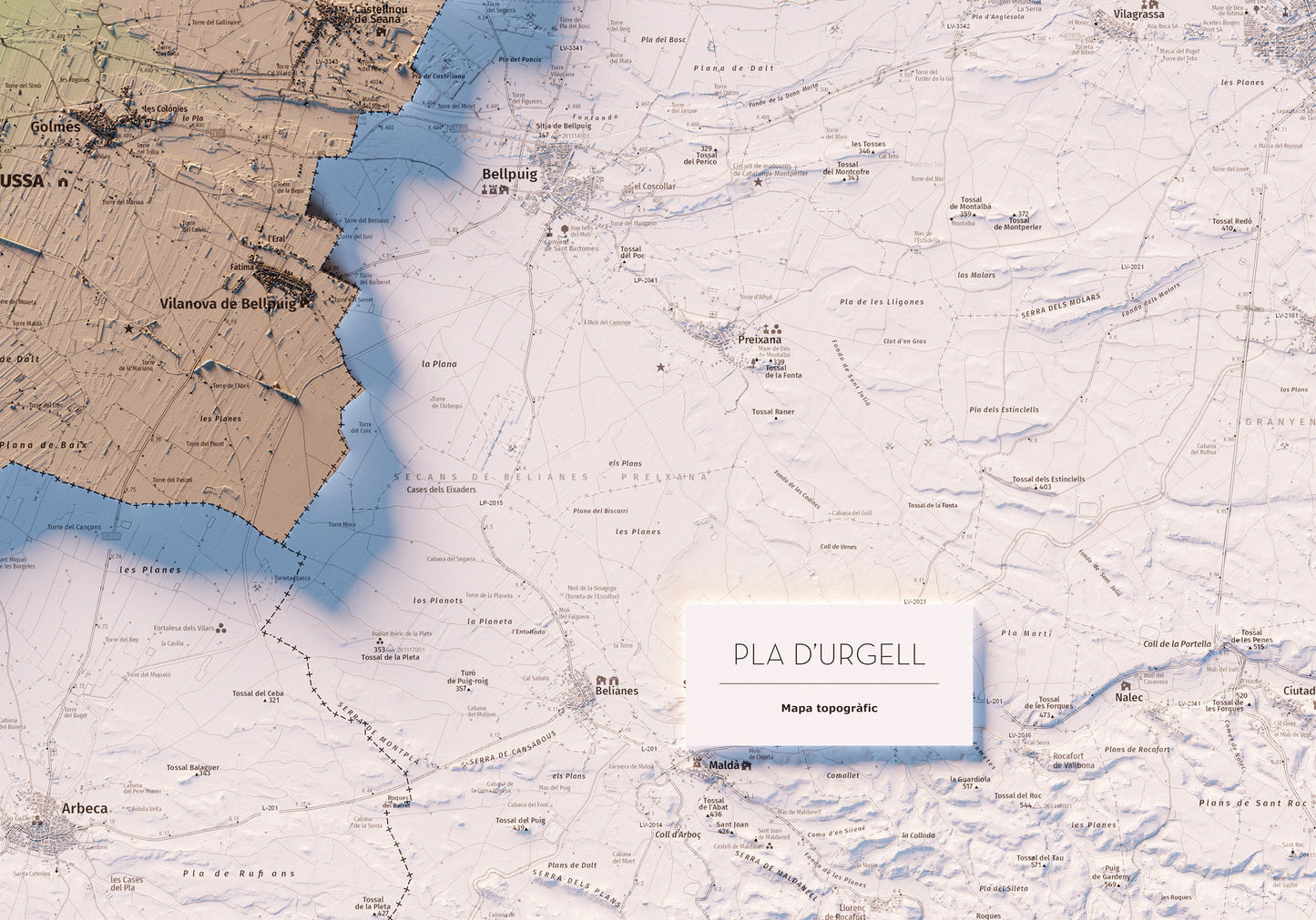 PLA D'URGELL. Mapa topográfico.
