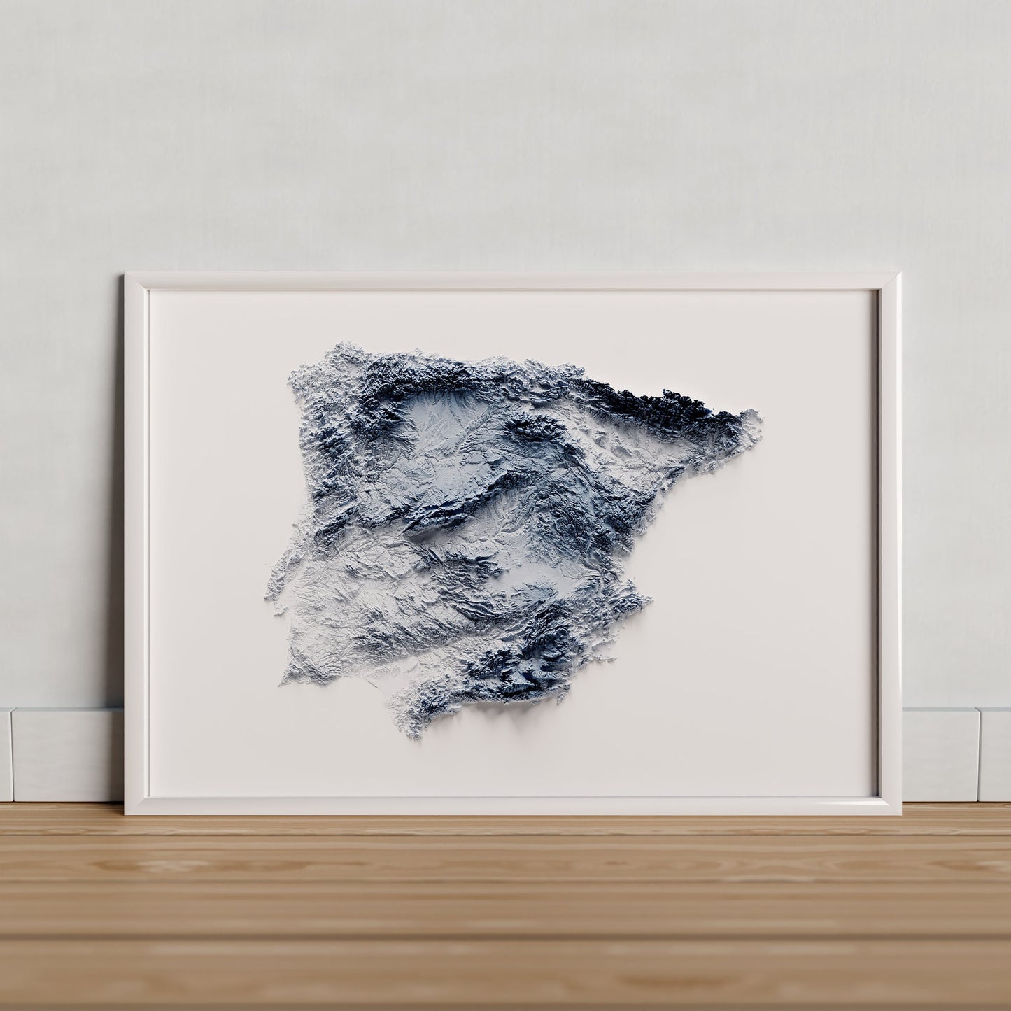 IBERIA. Mapa de relieve. Mapa artístico en un color.