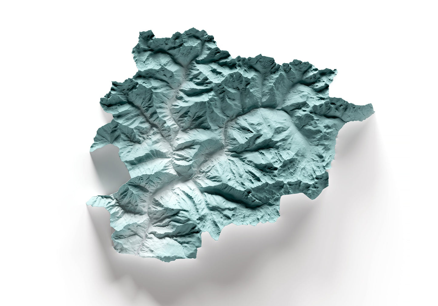 ANDORRA. Mapa de relieve artístico.