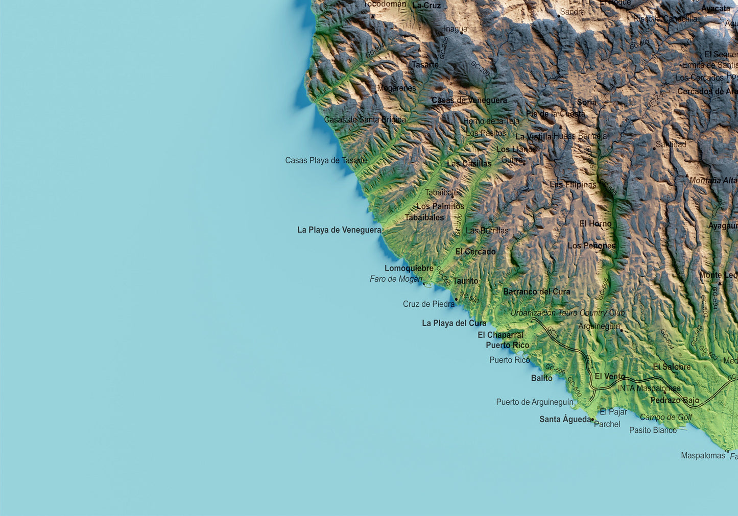 GRAN CANARIA. Mapa topográfico.