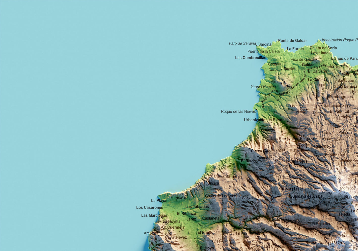 GRAN CANARIA. Mapa topográfico.