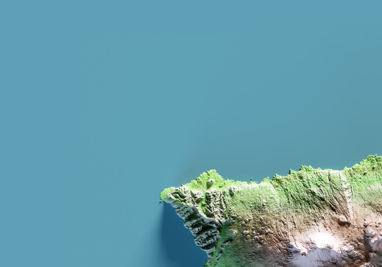 TENERIFE. Mapa de relleu. Versió amb el mar blau.