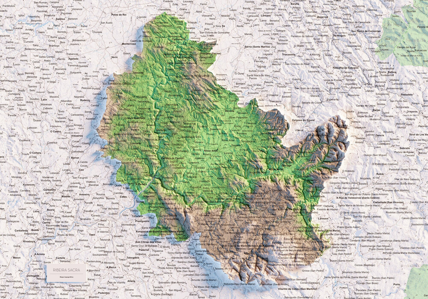 RIBEIRA SACRA. Mapa topográfico.