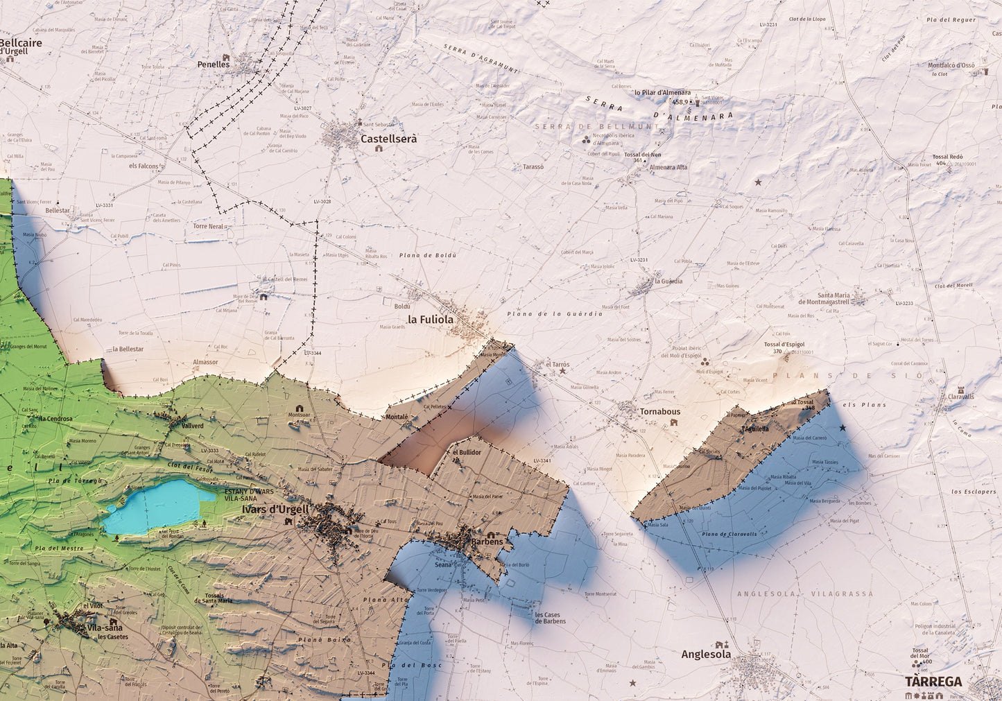 PLA D'URGELL. Mapa topográfico.