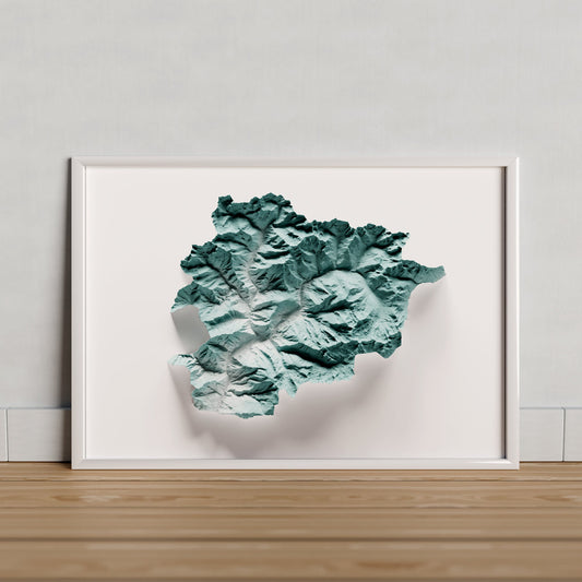 ANDORRA. Mapa de relieve artístico.