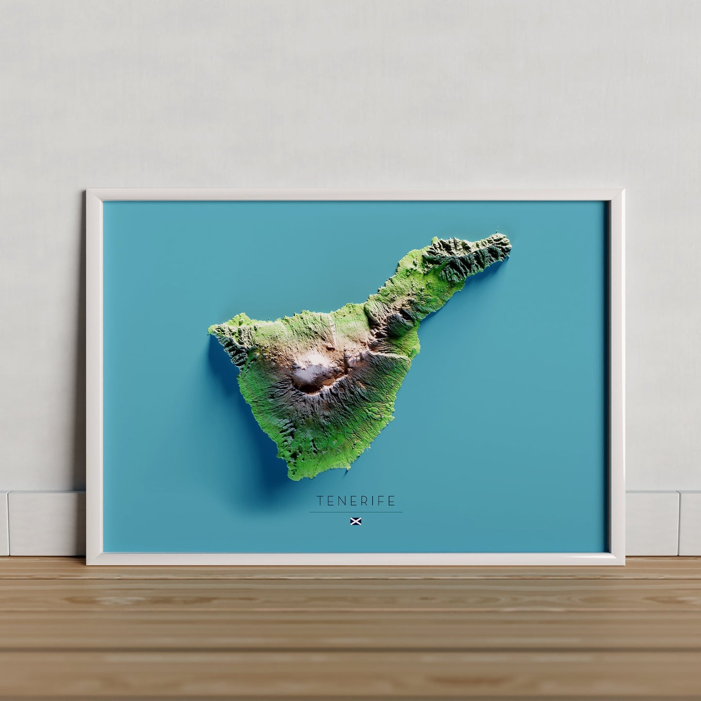 TENERIFE. Mapa de relleu. Versió amb el mar blau.